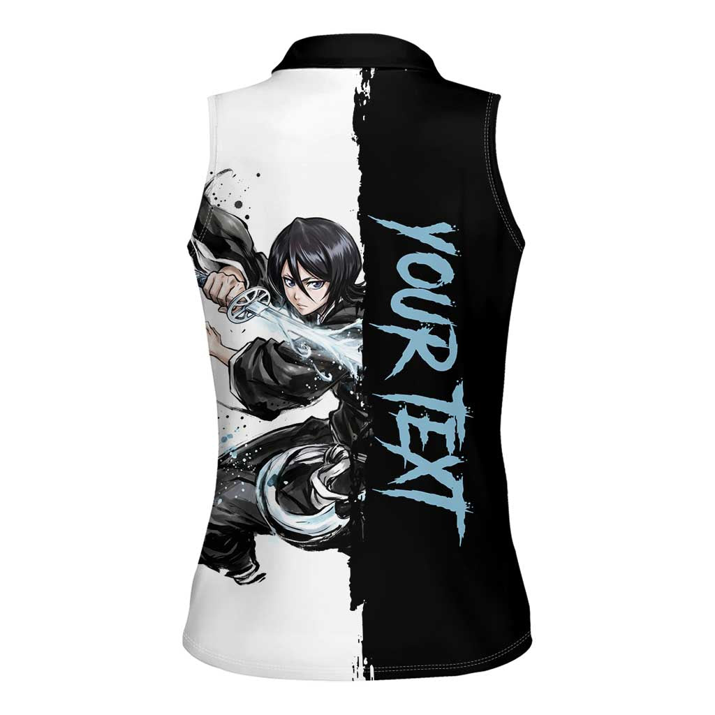 Personalized Rukia Kuchiki Women Sleeveless Polo Shirt Ink Splash Anime Brush Style