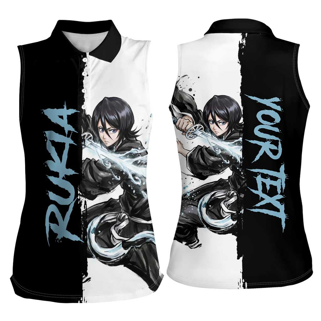 Personalized Rukia Kuchiki Women Sleeveless Polo Shirt Ink Splash Anime Brush Style