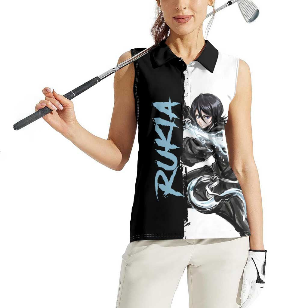 Personalized Rukia Kuchiki Women Sleeveless Polo Shirt Ink Splash Anime Brush Style