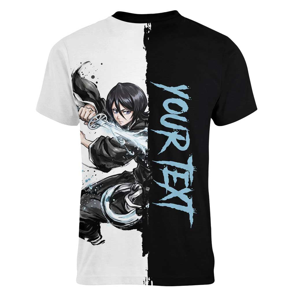 Personalized Rukia Kuchiki Women V-Neck T-Shirt Ink Splash Anime Brush Style