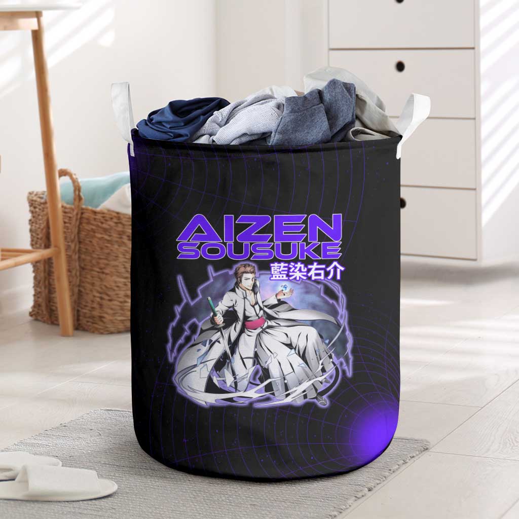 Aizen Sousuke Bleach Laundry Basket Cosmic Anime Energy Grid Style