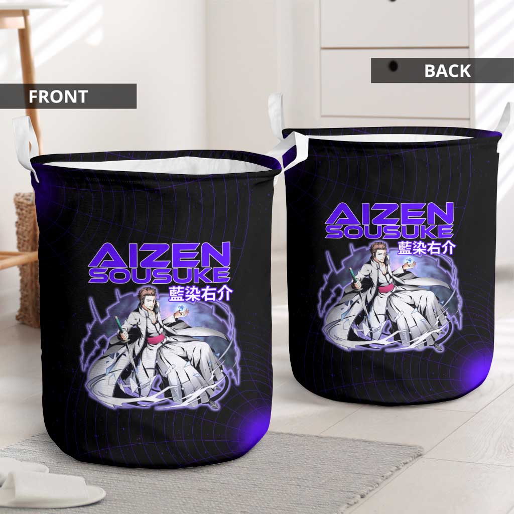 Aizen Sousuke Bleach Laundry Basket Cosmic Anime Energy Grid Style