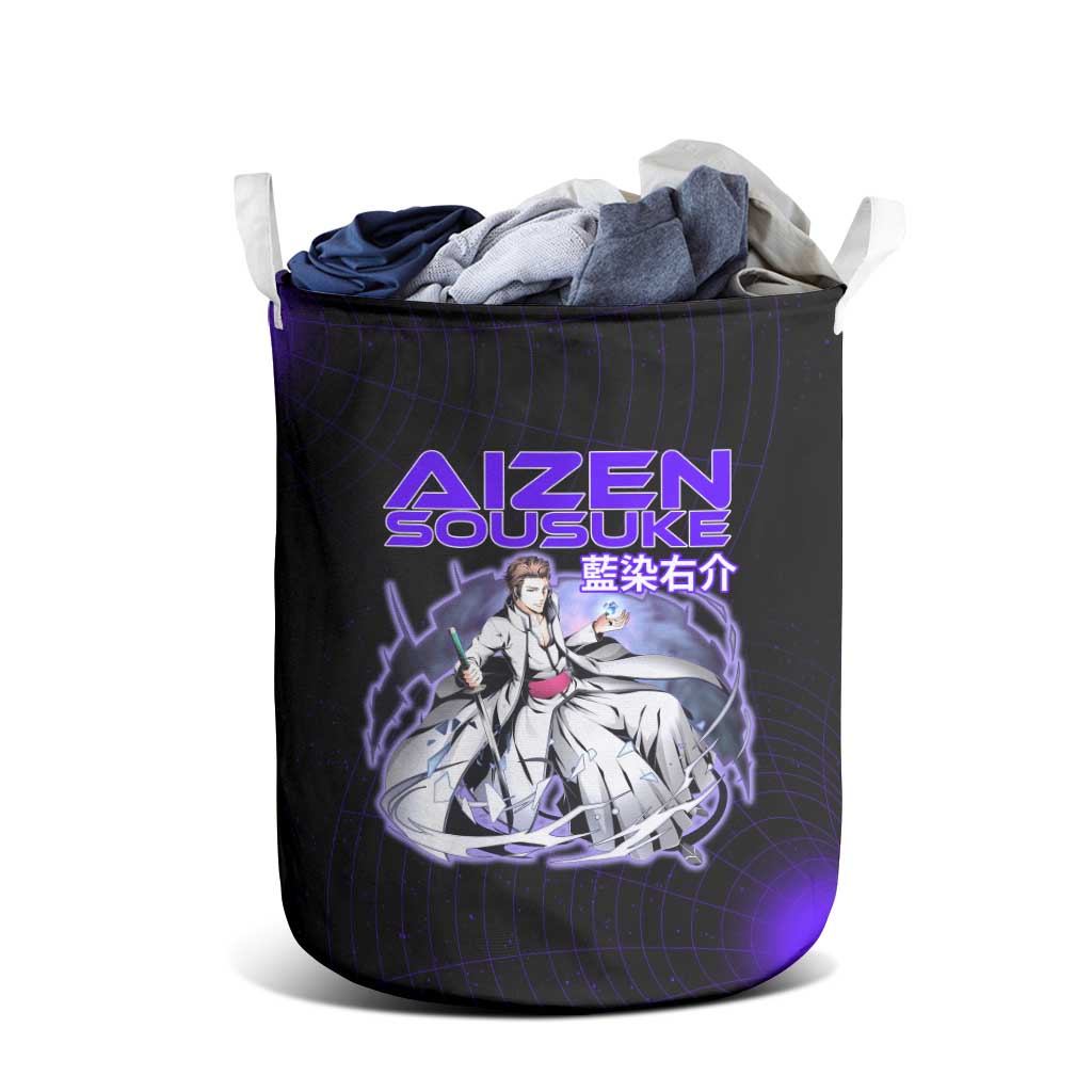 Aizen Sousuke Bleach Laundry Basket Cosmic Anime Energy Grid Style
