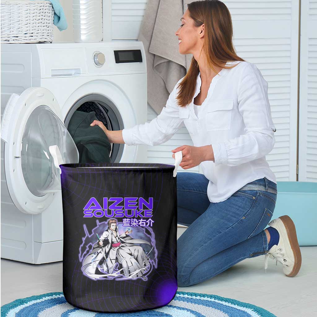 Aizen Sousuke Bleach Laundry Basket Cosmic Anime Energy Grid Style
