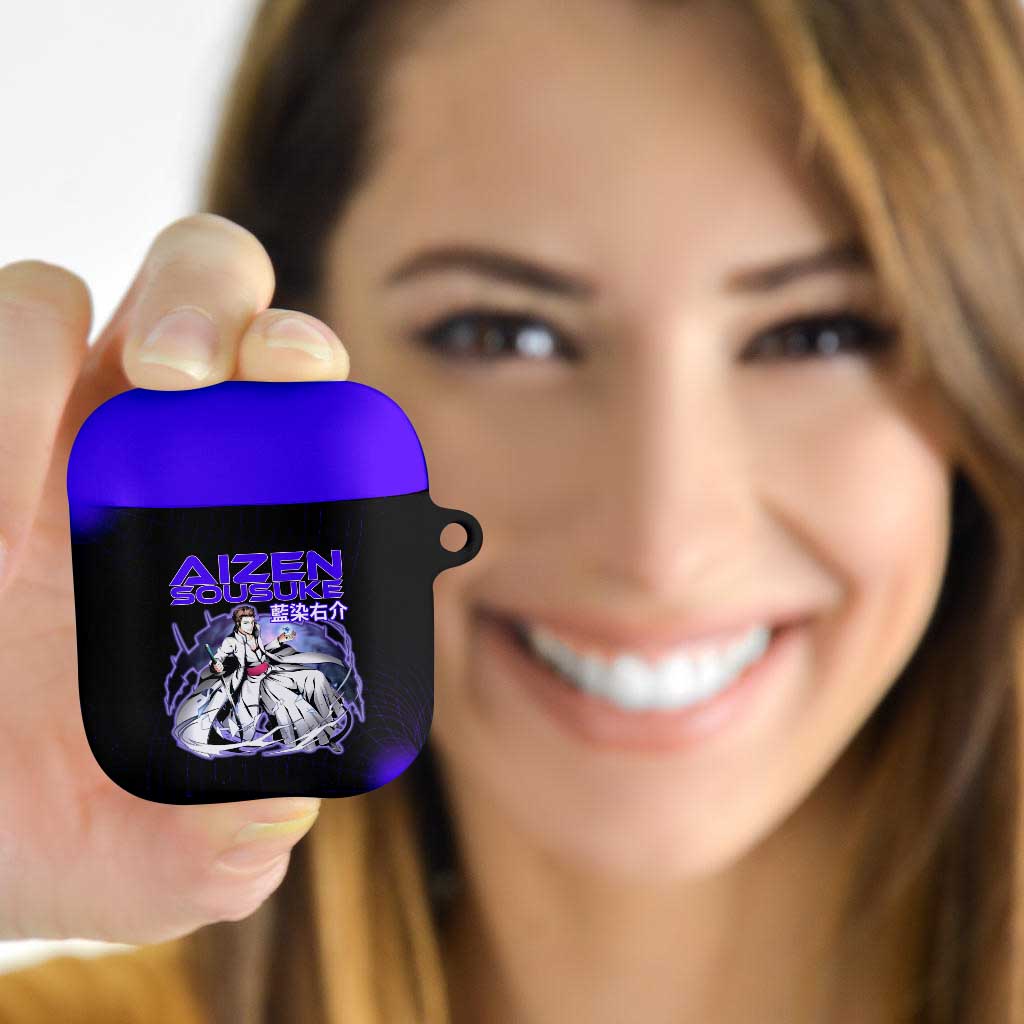 Aizen Sousuke Bleach AirPods Case Cosmic Anime Energy Grid Style