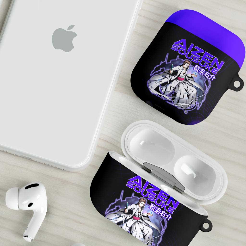 Aizen Sousuke Bleach AirPods Case Cosmic Anime Energy Grid Style