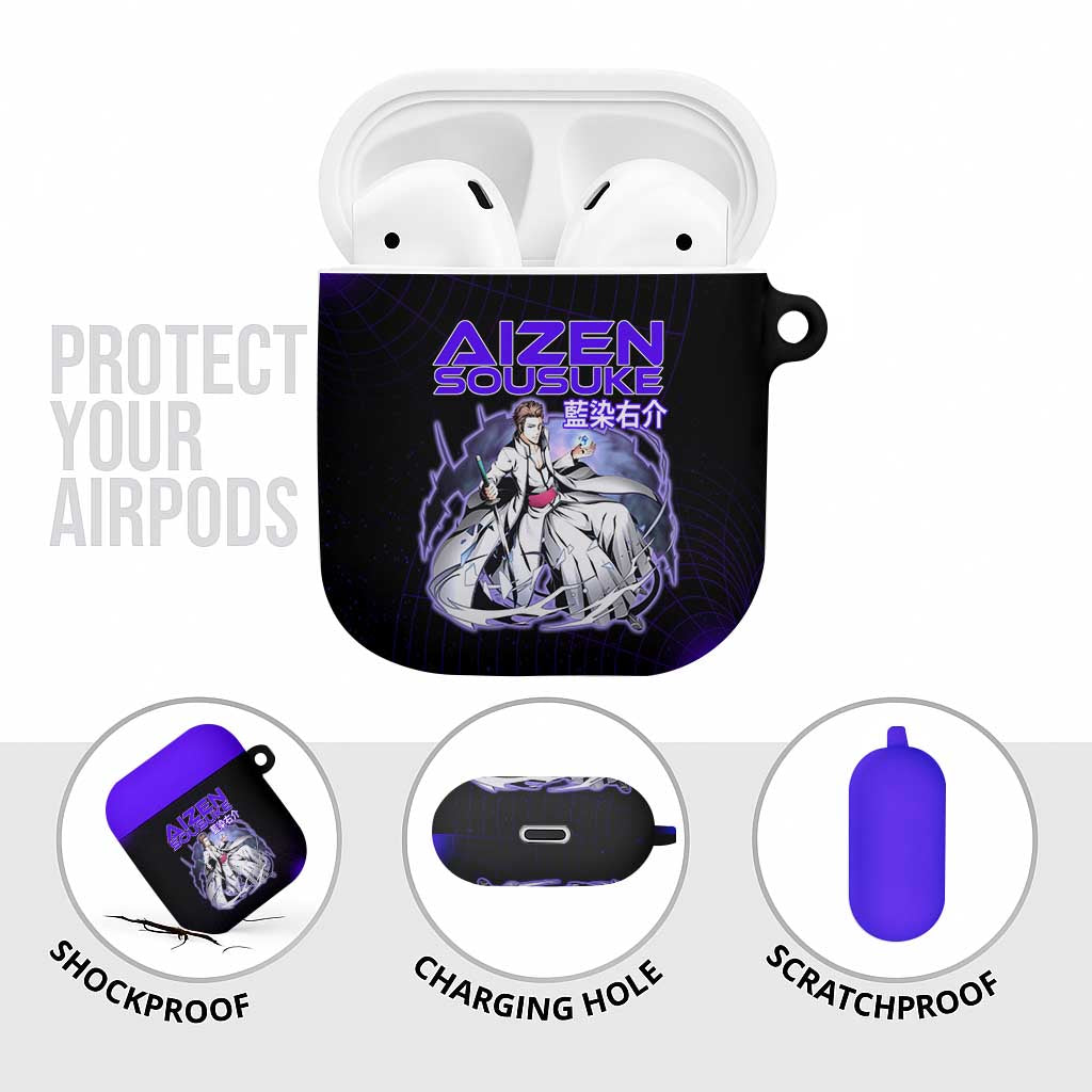 Aizen Sousuke Bleach AirPods Case Cosmic Anime Energy Grid Style