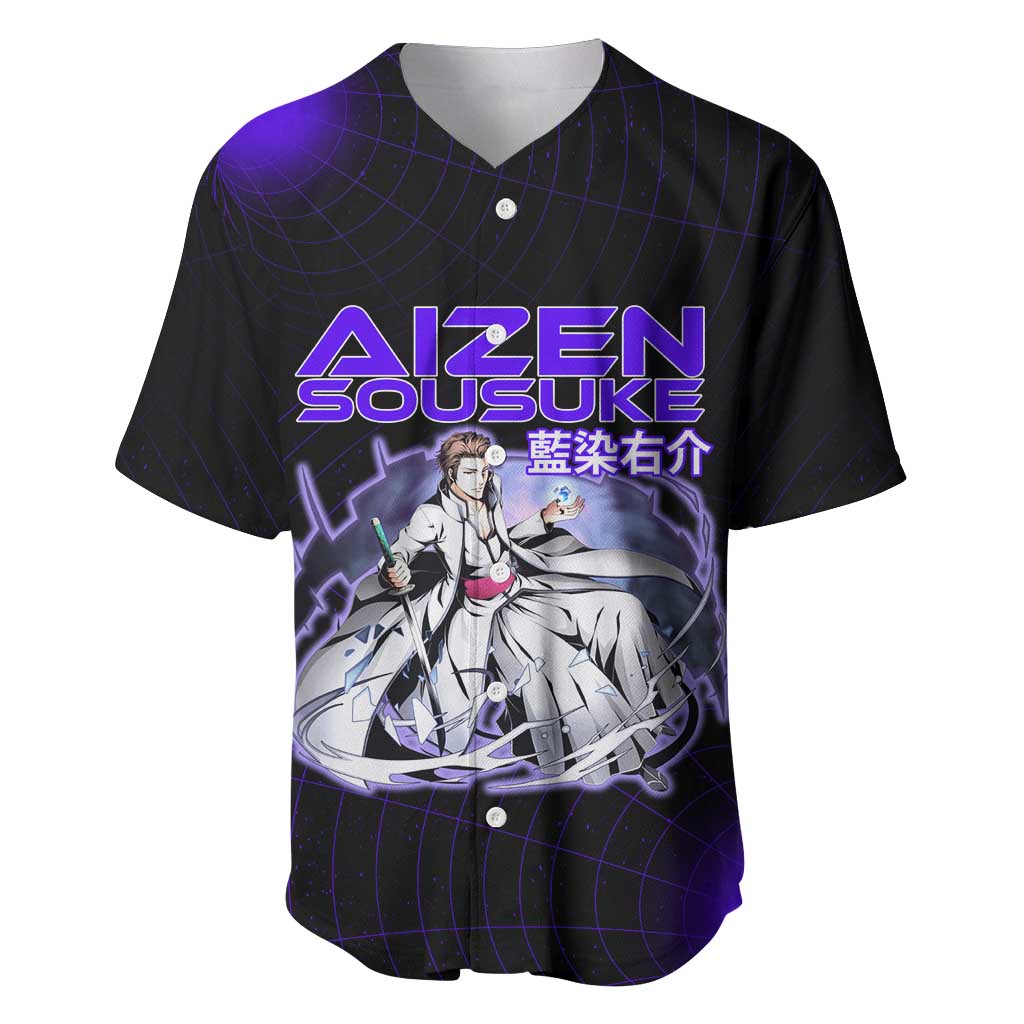 Aizen Sousuke Bleach Baseball Jersey Cosmic Anime Energy Grid Style