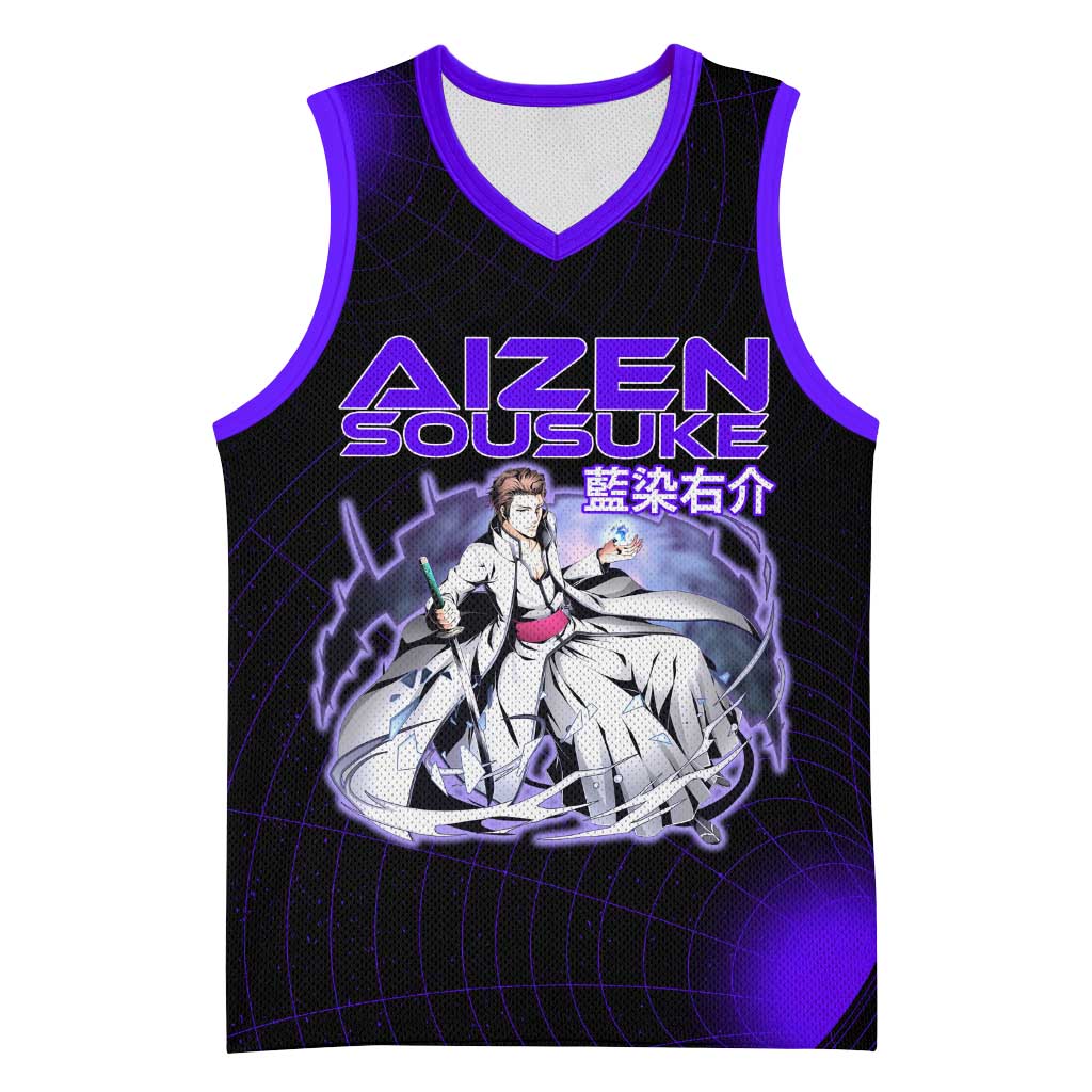 Aizen Sousuke Bleach Basketball Jersey Cosmic Anime Energy Grid Style
