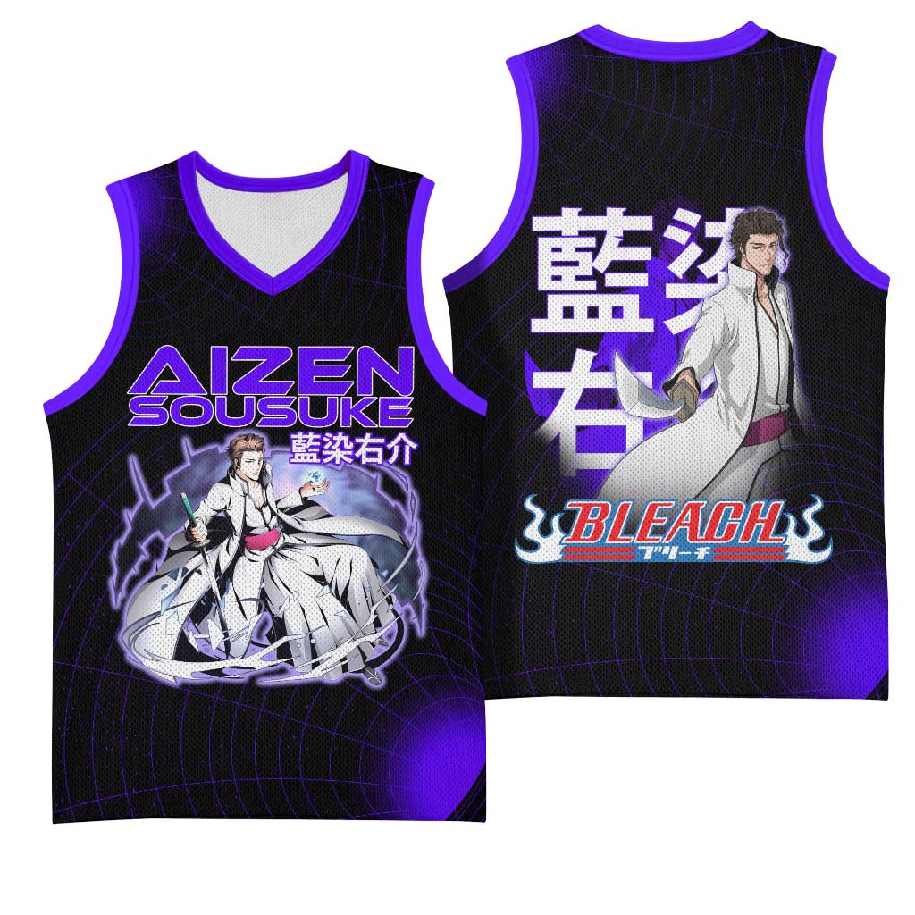 Aizen Sousuke Bleach Basketball Jersey Cosmic Anime Energy Grid Style