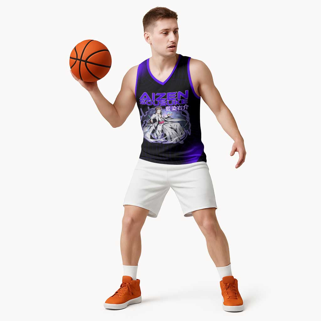Aizen Sousuke Bleach Basketball Jersey Cosmic Anime Energy Grid Style