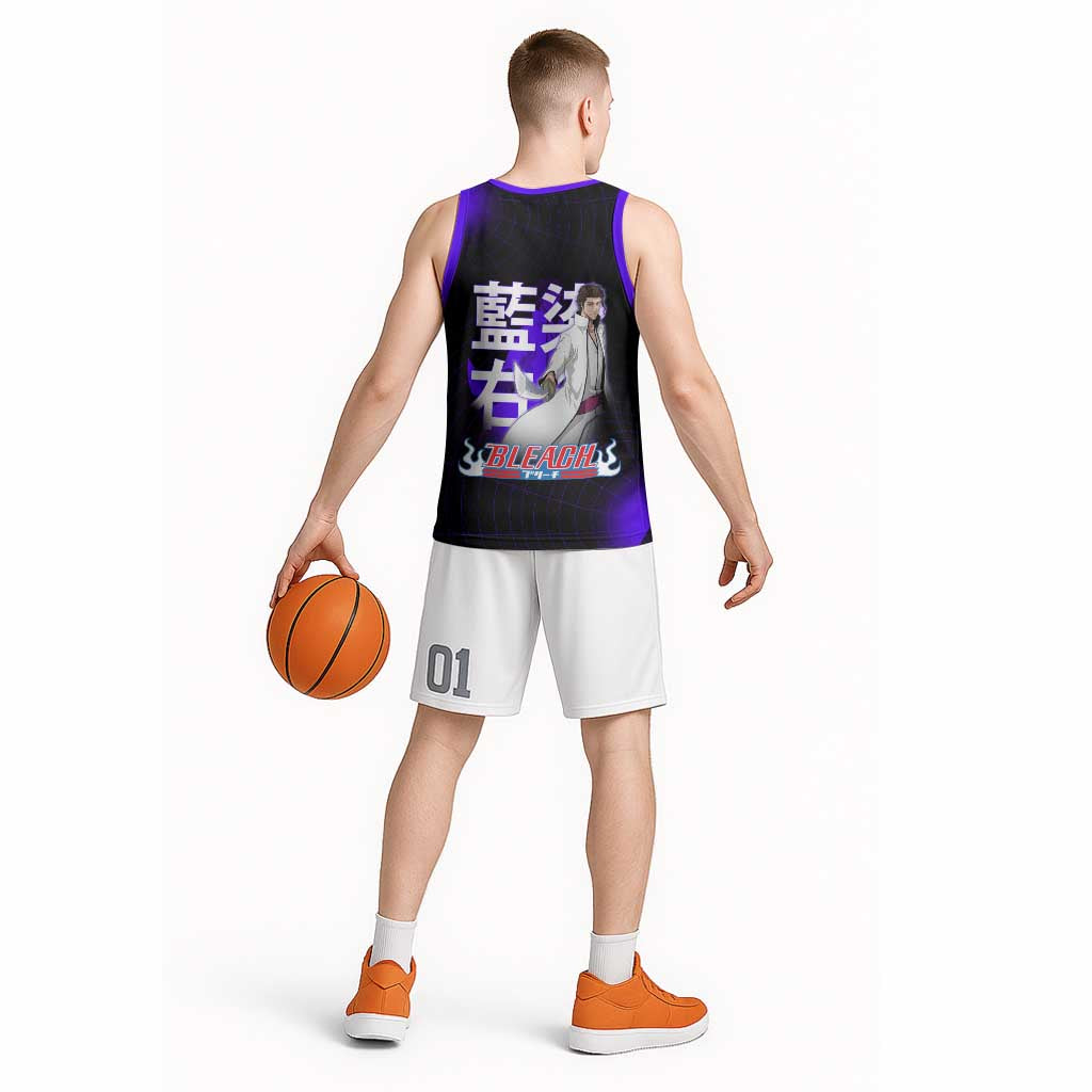 Aizen Sousuke Bleach Basketball Jersey Cosmic Anime Energy Grid Style