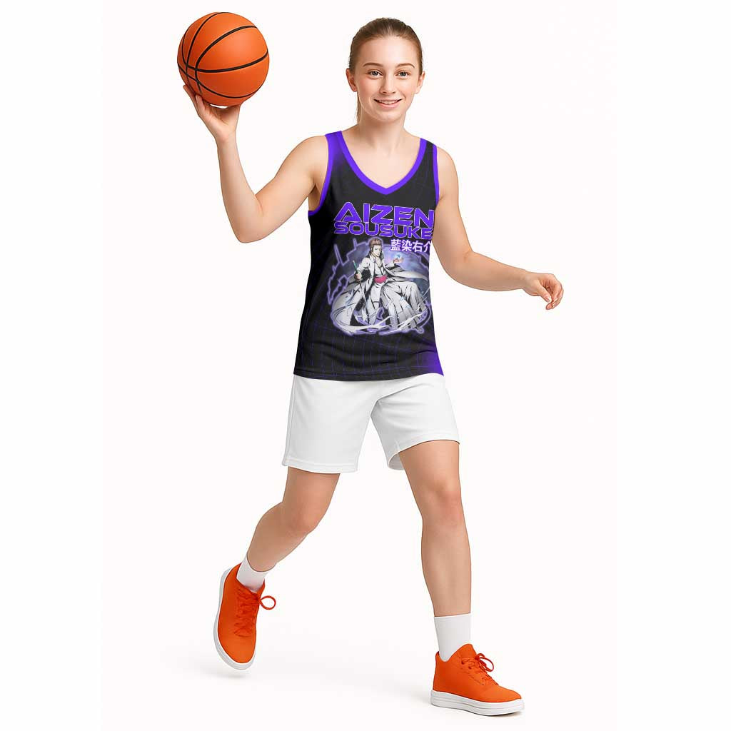 Aizen Sousuke Bleach Basketball Jersey Cosmic Anime Energy Grid Style