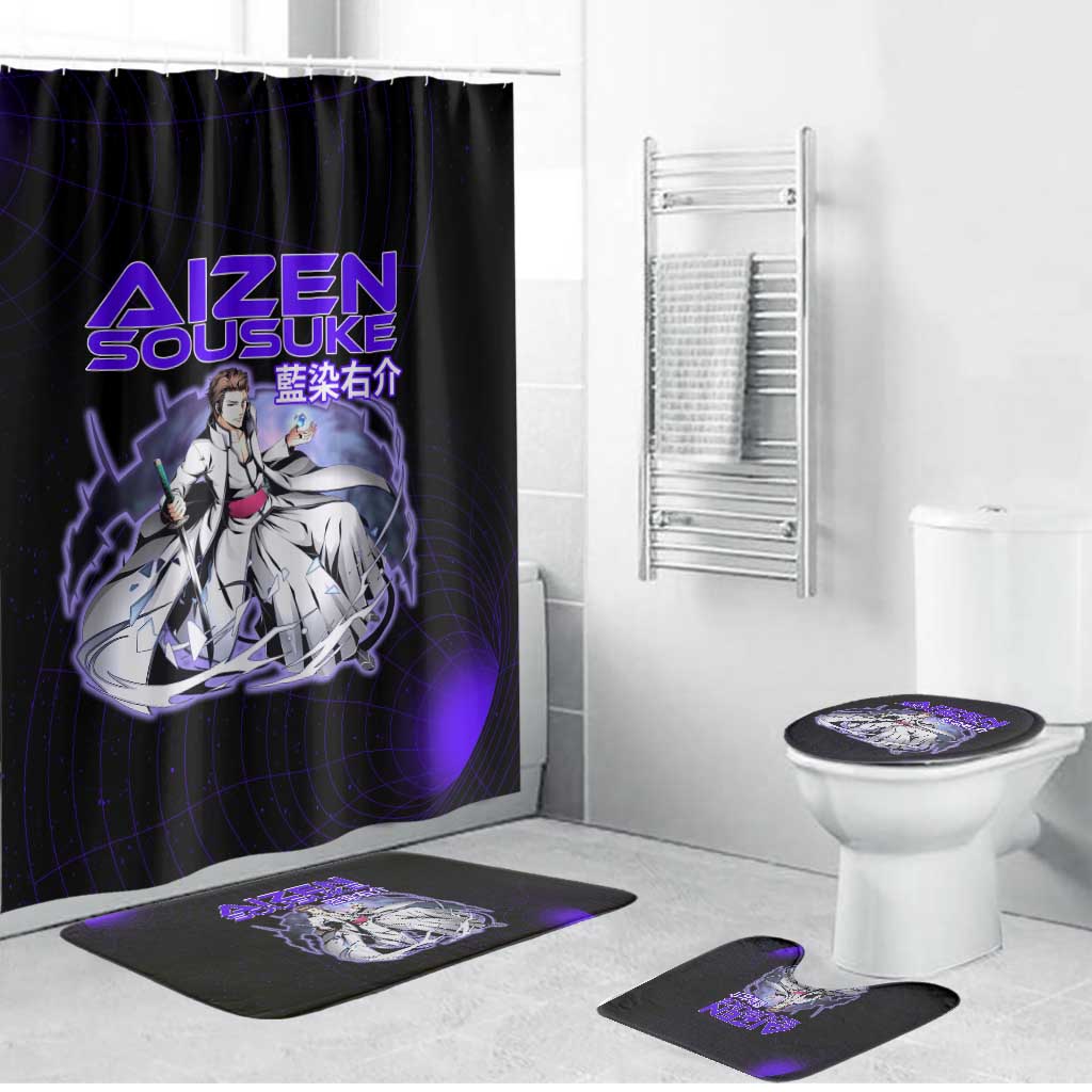 Aizen Sousuke Bleach Bathroom Set Cosmic Anime Energy Grid Style