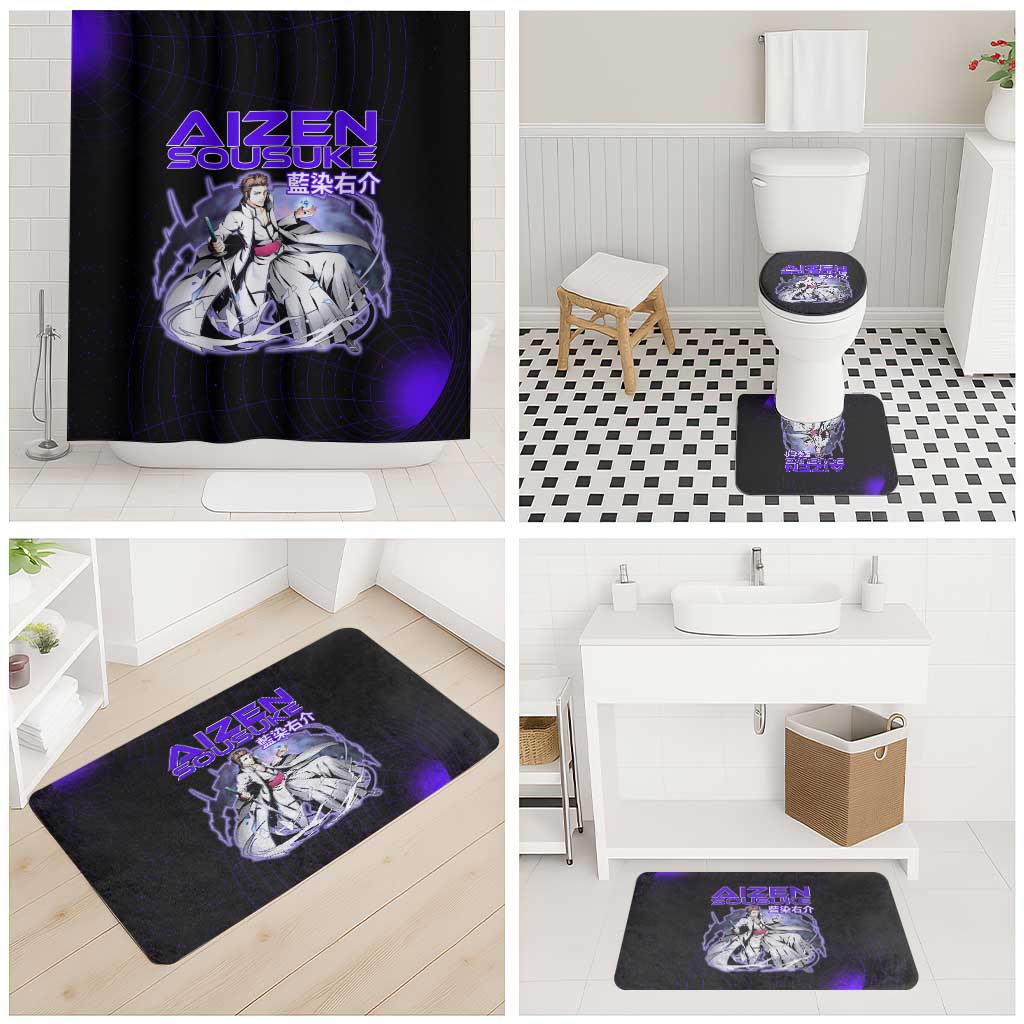 Aizen Sousuke Bleach Bathroom Set Cosmic Anime Energy Grid Style