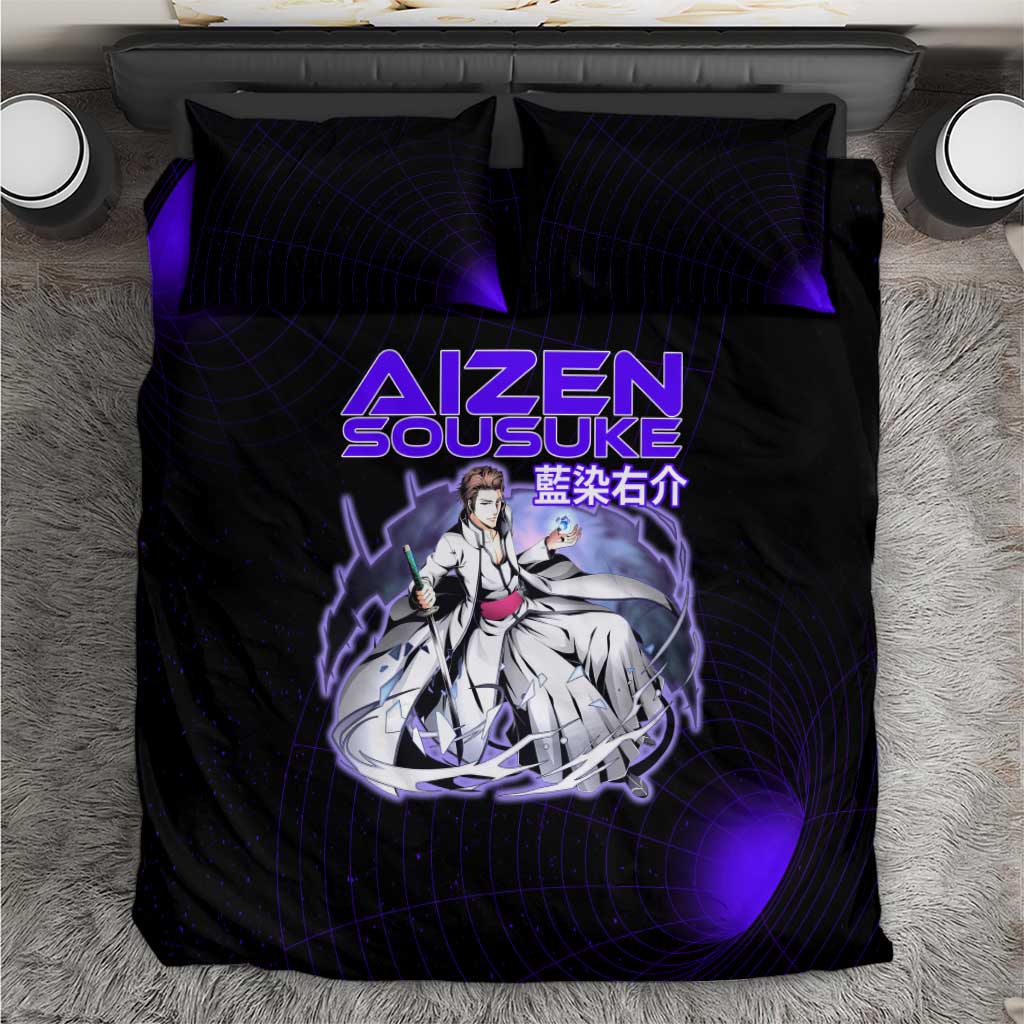 Aizen Sousuke Bleach Bedding Set Cosmic Anime Energy Grid Style