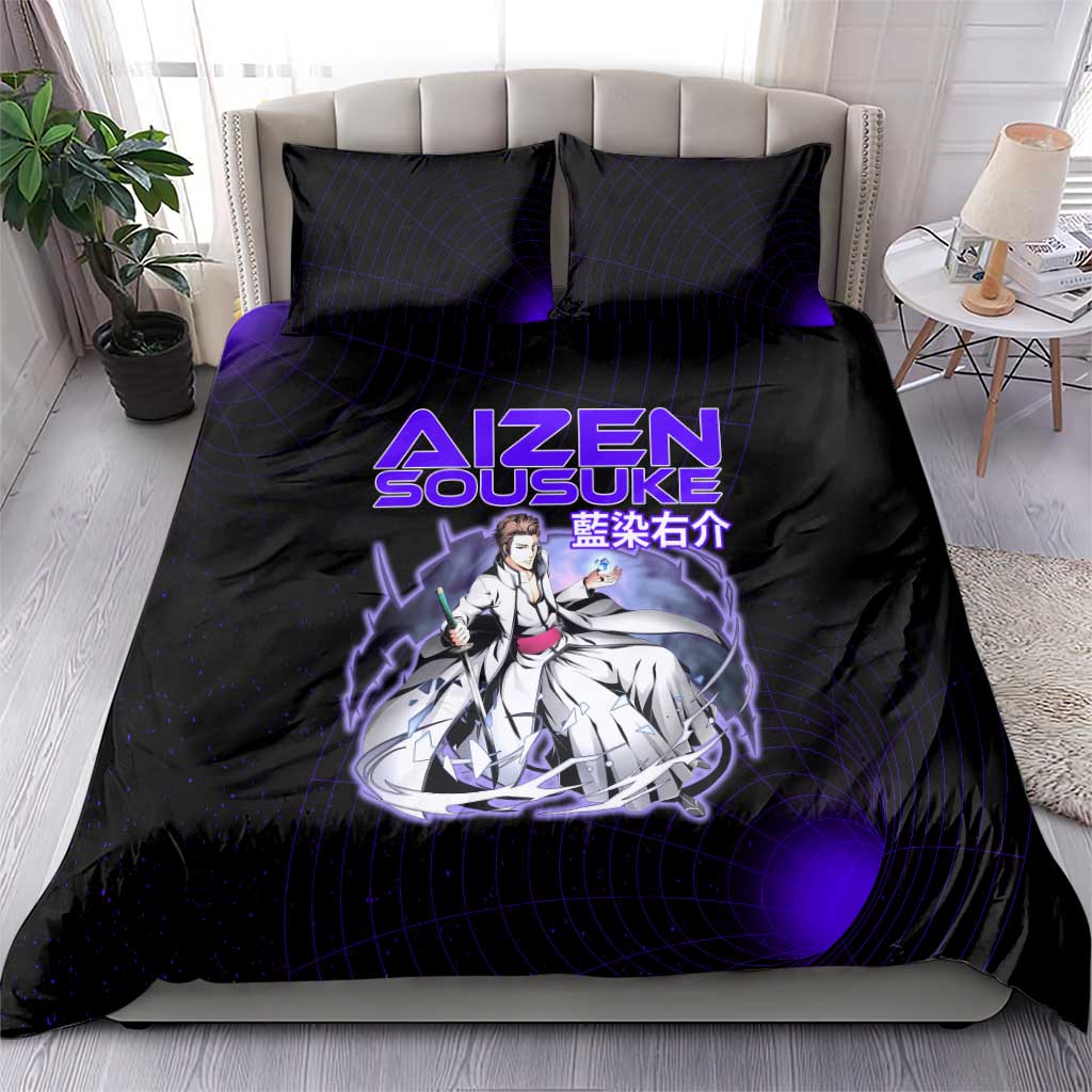 Aizen Sousuke Bleach Bedding Set Cosmic Anime Energy Grid Style
