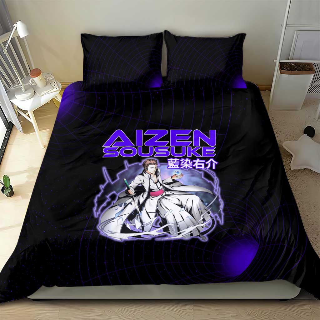 Aizen Sousuke Bleach Bedding Set Cosmic Anime Energy Grid Style