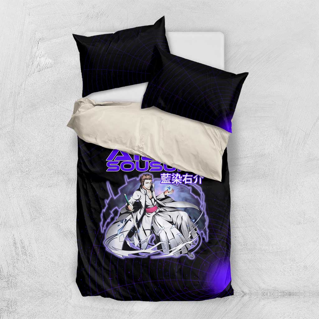 Aizen Sousuke Bleach Bedding Set Cosmic Anime Energy Grid Style