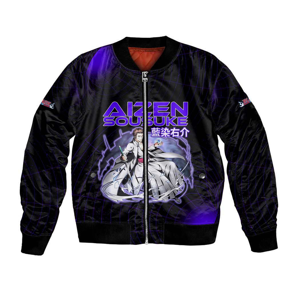 Aizen Sousuke Bleach Bomber Jacket Cosmic Anime Energy Grid Style