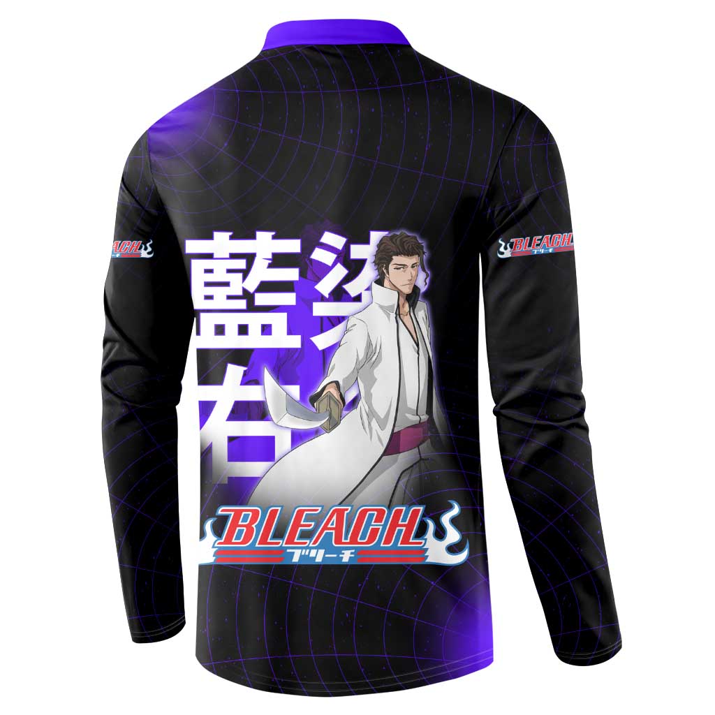 Aizen Sousuke Bleach Button Sweatshirt Cosmic Anime Energy Grid Style