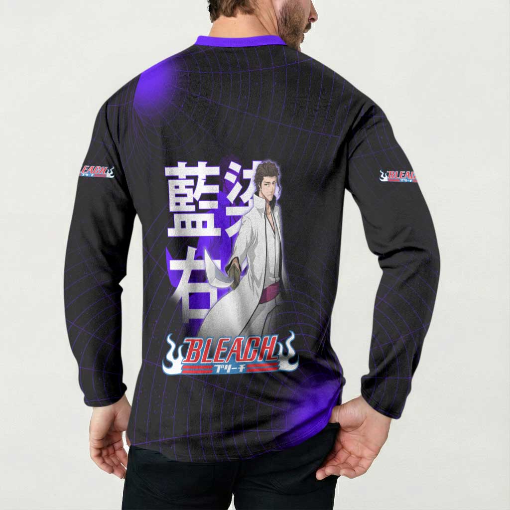 Aizen Sousuke Bleach Button Sweatshirt Cosmic Anime Energy Grid Style