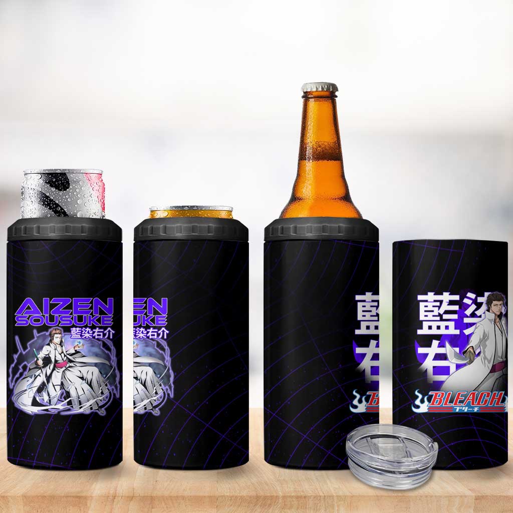 Aizen Sousuke Bleach 4 in 1 Can Cooler Tumbler Cosmic Anime Energy Grid Style