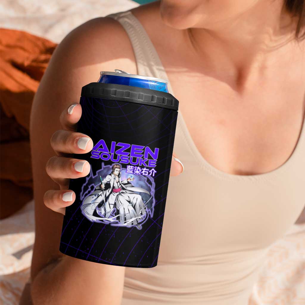 Aizen Sousuke Bleach 4 in 1 Can Cooler Tumbler Cosmic Anime Energy Grid Style