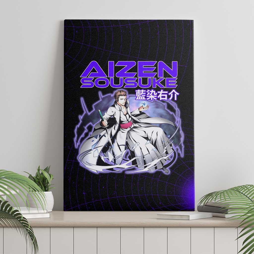 Aizen Sousuke Bleach Canvas Wall Art Cosmic Anime Energy Grid Style