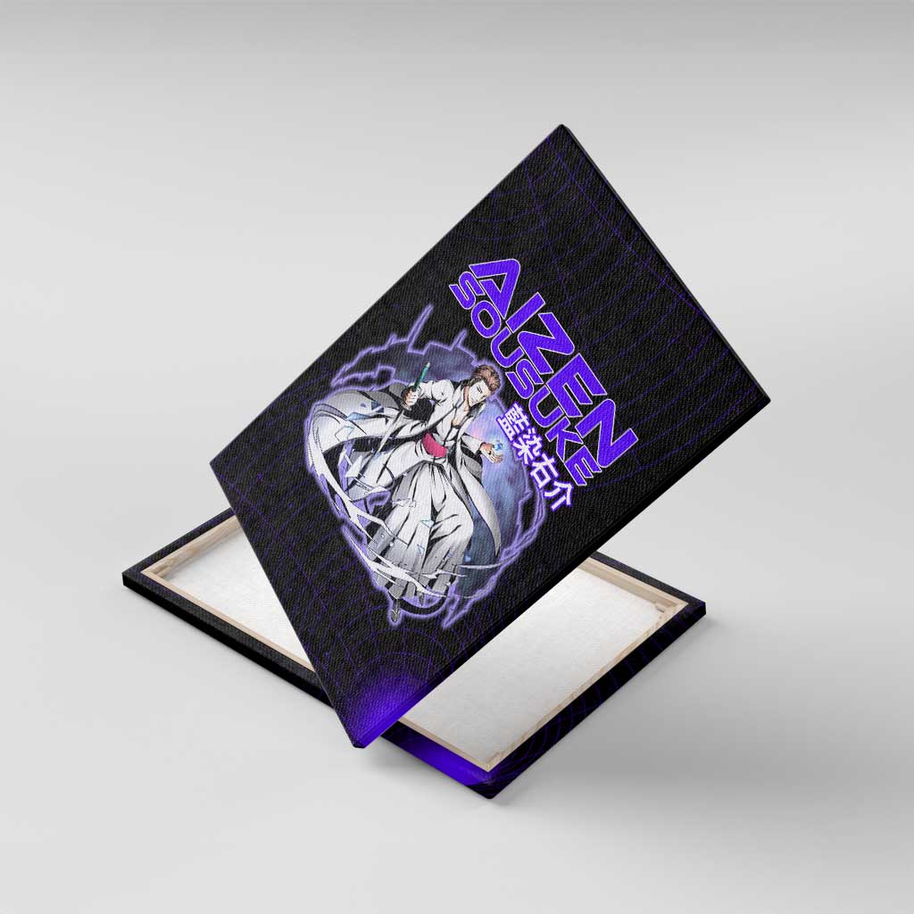 Aizen Sousuke Bleach Canvas Wall Art Cosmic Anime Energy Grid Style