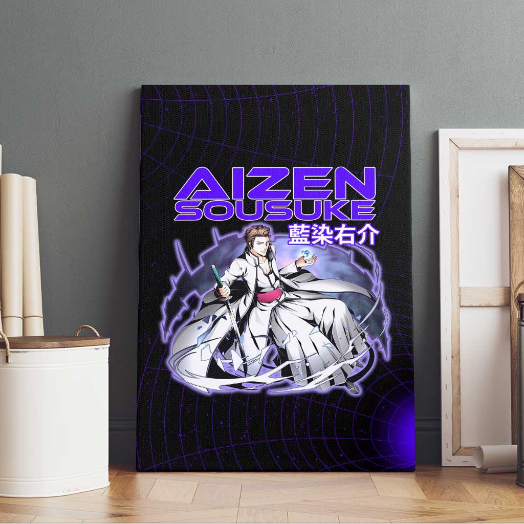 Aizen Sousuke Bleach Canvas Wall Art Cosmic Anime Energy Grid Style