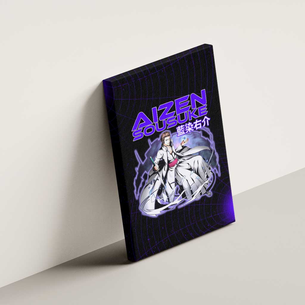 Aizen Sousuke Bleach Canvas Wall Art Cosmic Anime Energy Grid Style