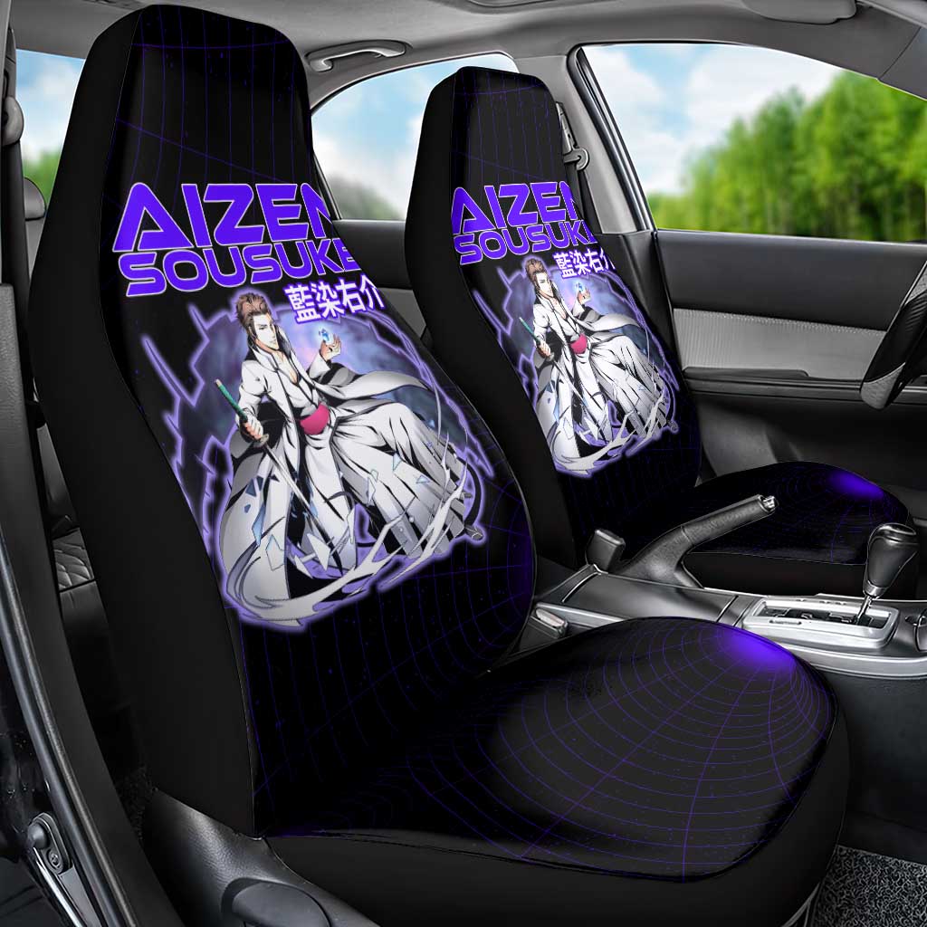 Aizen Sousuke Bleach Car Seat Cover Cosmic Anime Energy Grid Style