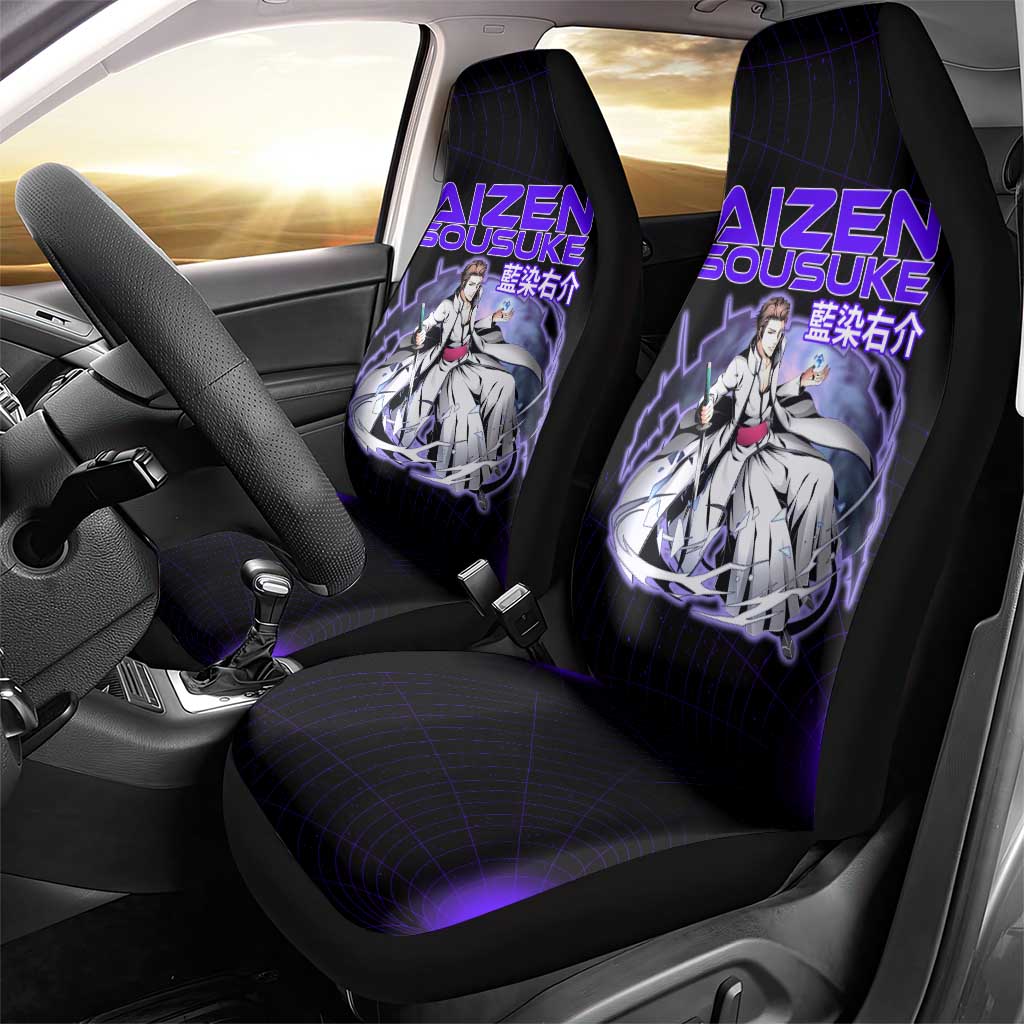 Aizen Sousuke Bleach Car Seat Cover Cosmic Anime Energy Grid Style