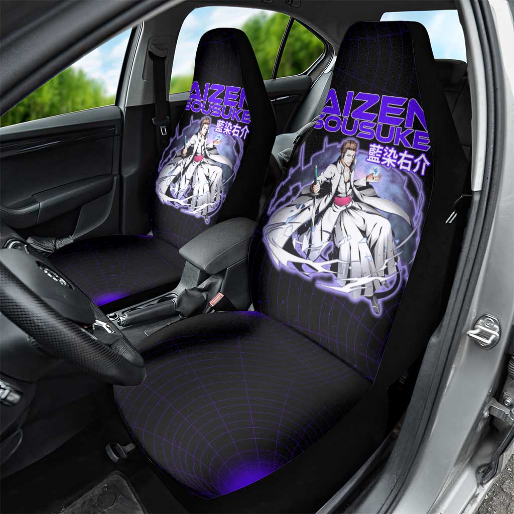 Aizen Sousuke Bleach Car Seat Cover Cosmic Anime Energy Grid Style