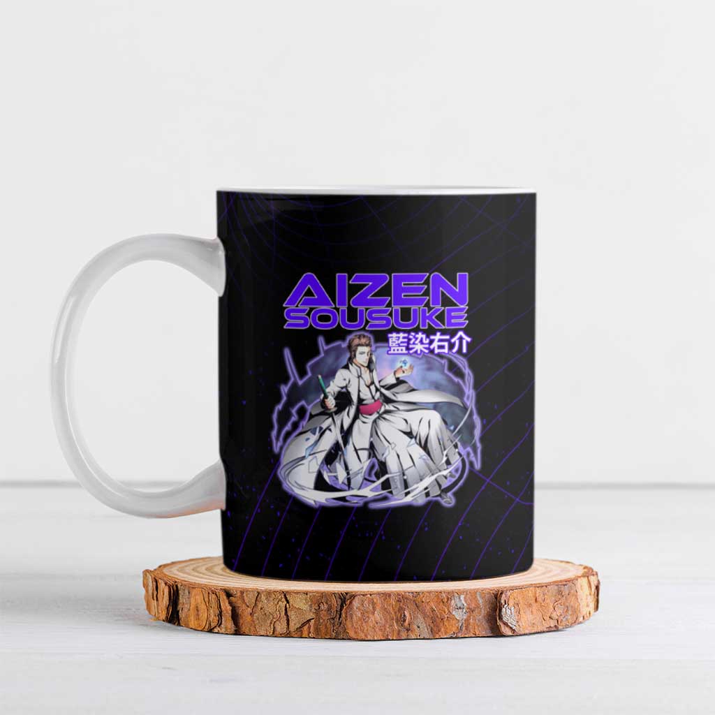 Aizen Sousuke Bleach Ceramic Mug Cosmic Anime Energy Grid Style