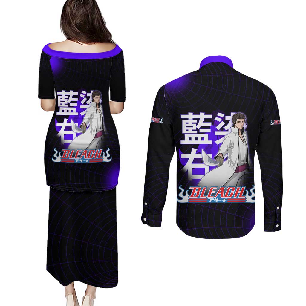 Aizen Sousuke Bleach Couples Matching Puletasi and Long Sleeve Button Shirt Cosmic Anime Energy Grid Style