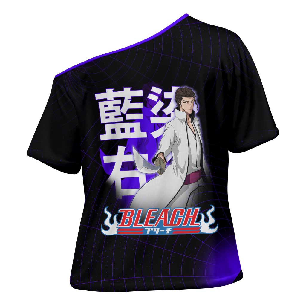 Aizen Sousuke Bleach Cross Shoulder Shirt Cosmic Anime Energy Grid Style