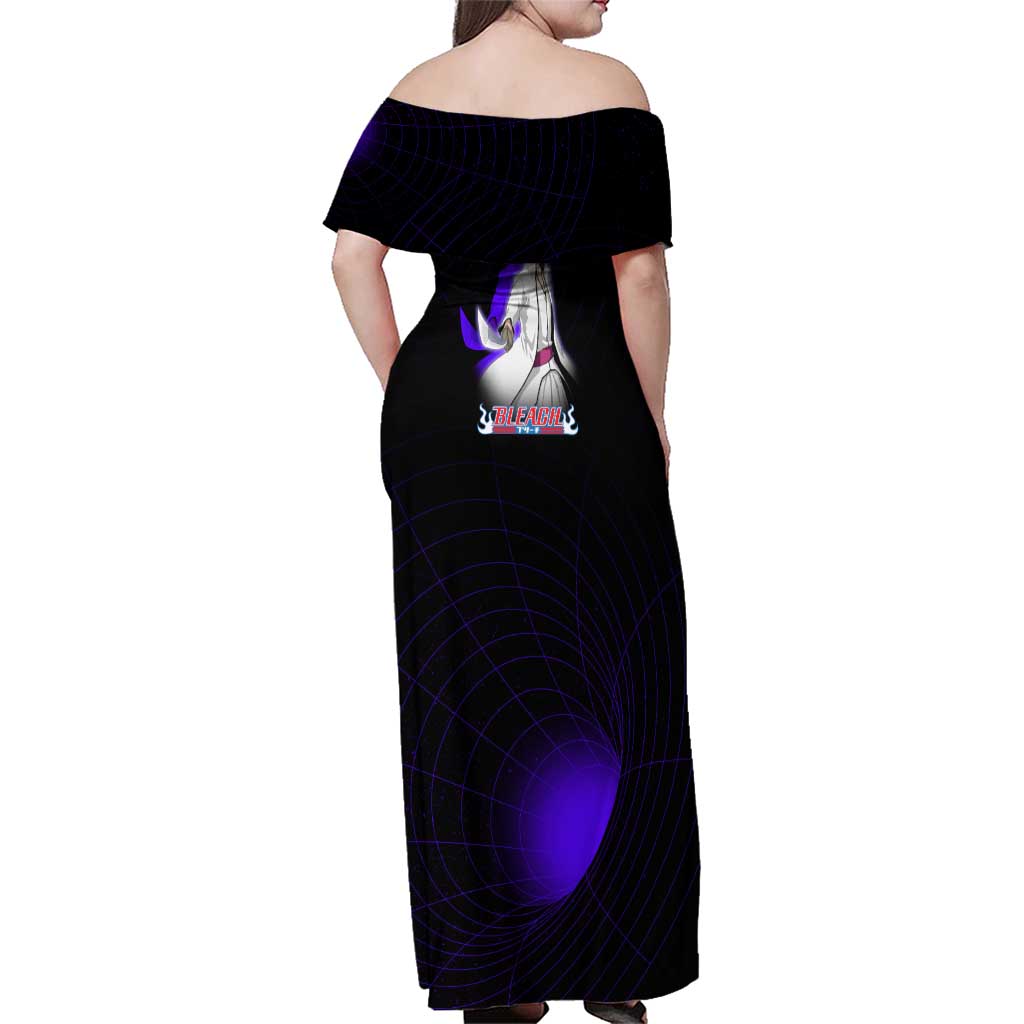 Aizen Sousuke Bleach Family Matching Off Shoulder Maxi Dress and Hawaiian Shirt Cosmic Anime Energy Grid Style