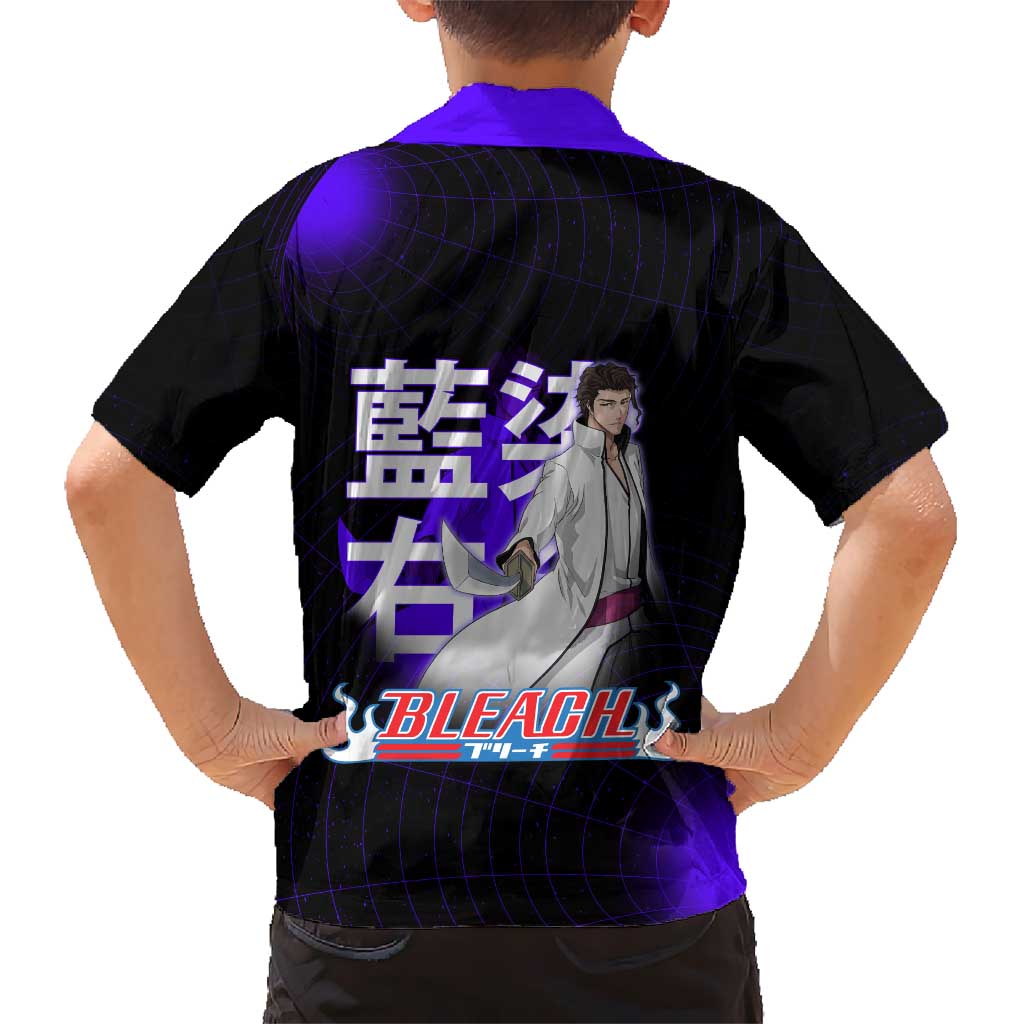 Aizen Sousuke Bleach Family Matching Off Shoulder Short Dress and Hawaiian Shirt Cosmic Anime Energy Grid Style