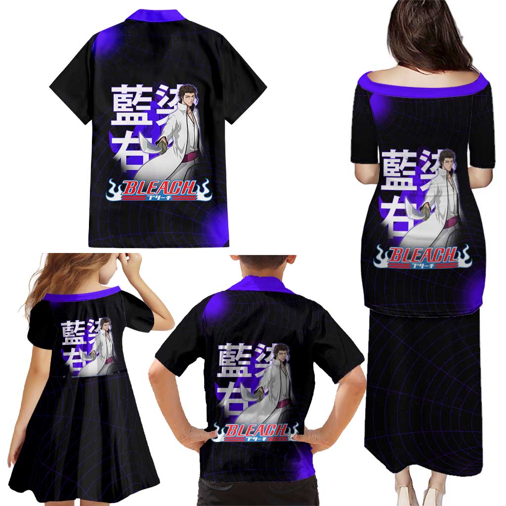 Aizen Sousuke Bleach Family Matching Puletasi and Hawaiian Shirt Cosmic Anime Energy Grid Style