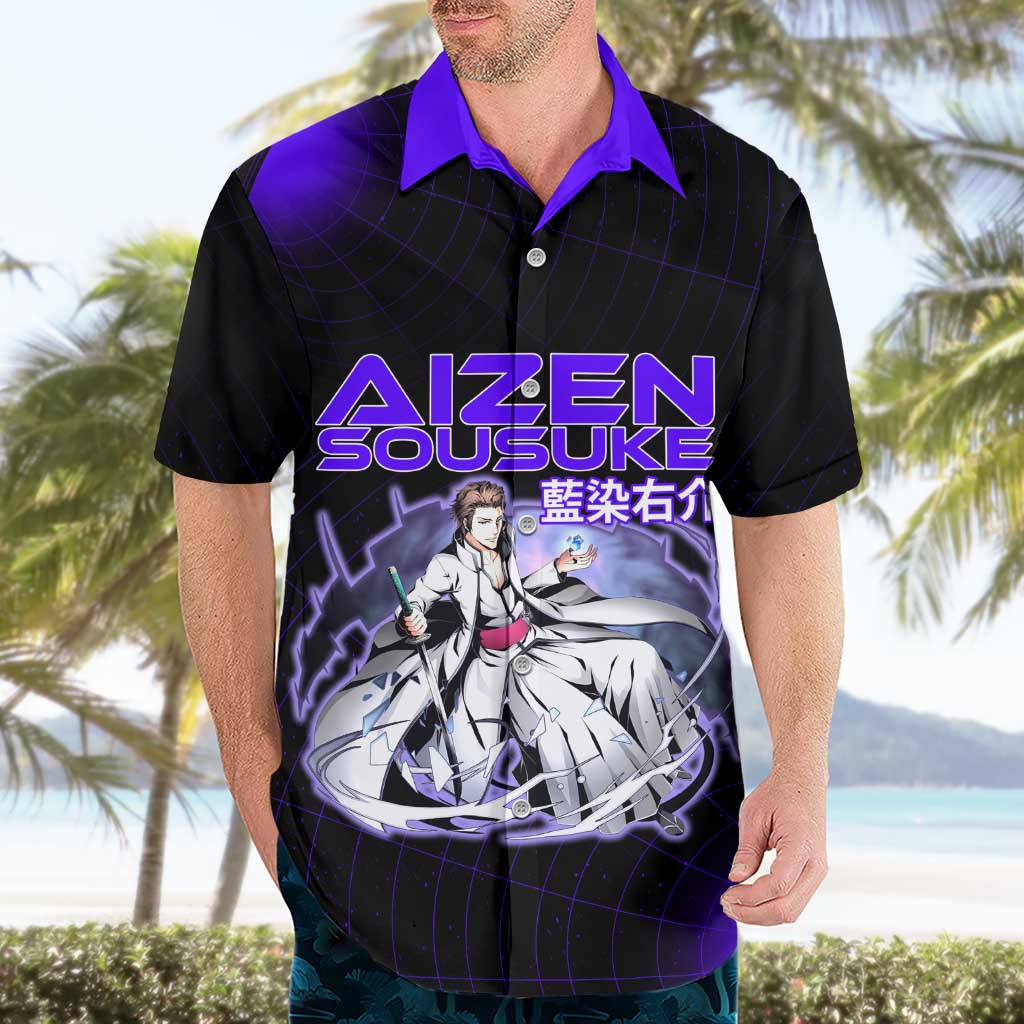 Aizen Sousuke Bleach Hawaiian Shirt Cosmic Anime Energy Grid Style