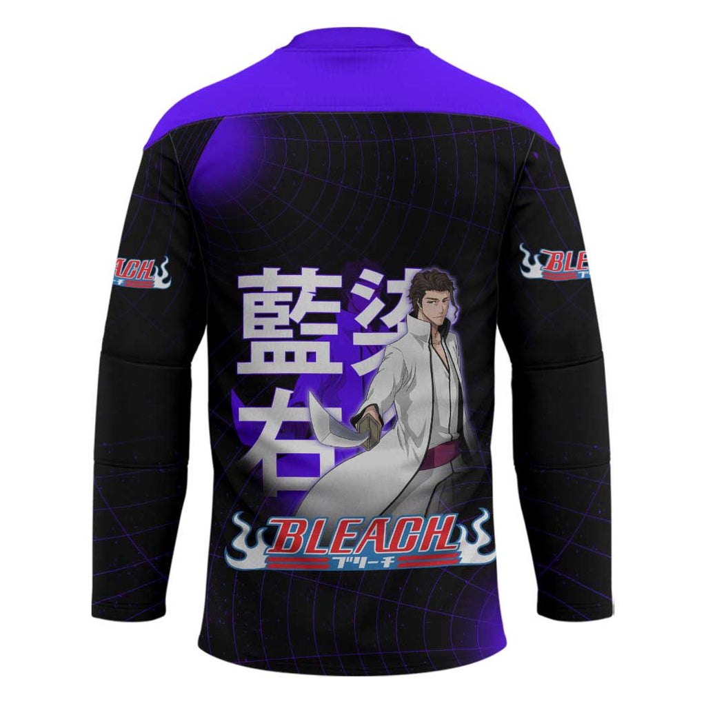 Aizen Sousuke Bleach Hockey Jersey Cosmic Anime Energy Grid Style