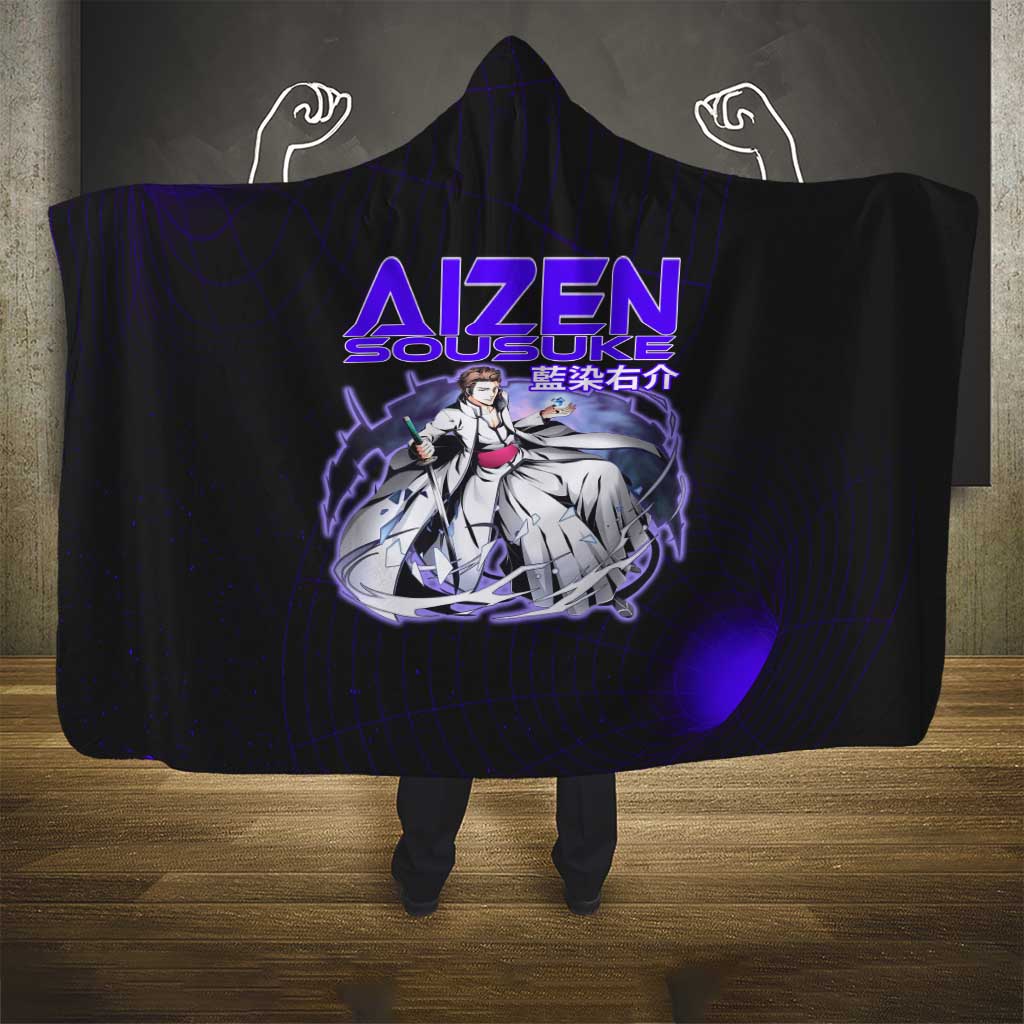 Aizen Sousuke Bleach Hooded Blanket Cosmic Anime Energy Grid Style
