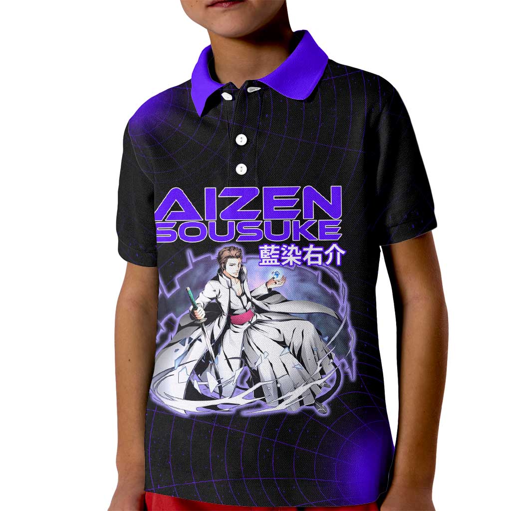 Aizen Sousuke Bleach Kid Polo Shirt Cosmic Anime Energy Grid Style