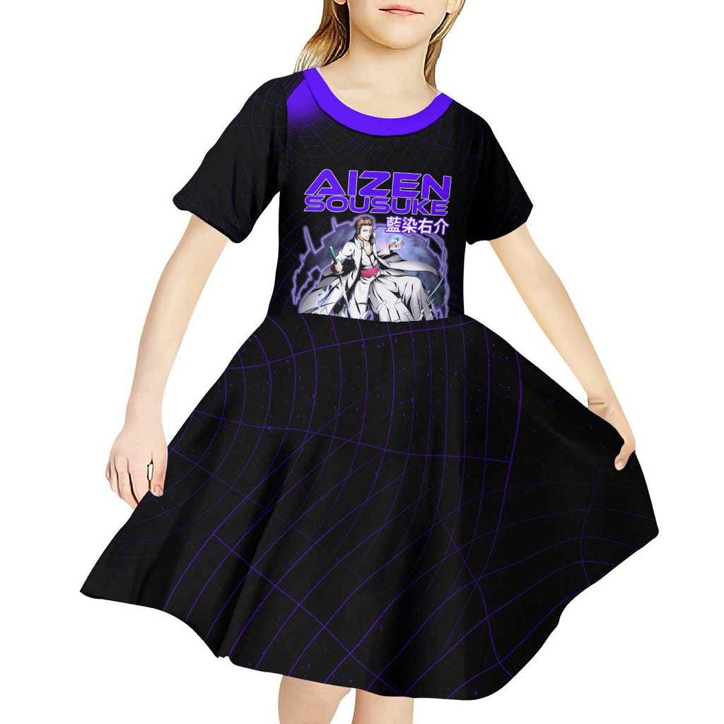 Aizen Sousuke Bleach Kid Short Sleeve Dress Cosmic Anime Energy Grid Style