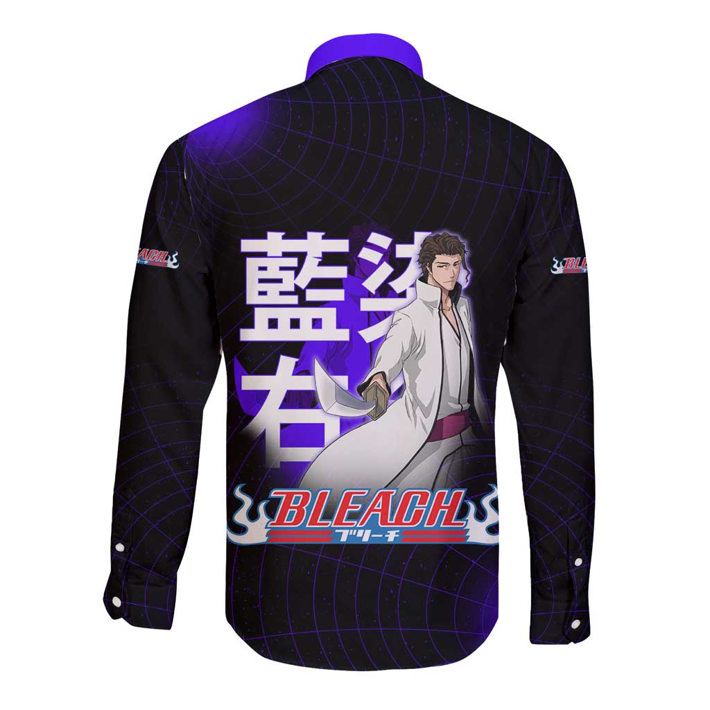 Aizen Sousuke Bleach Long Sleeve Button Shirt Cosmic Anime Energy Grid Style