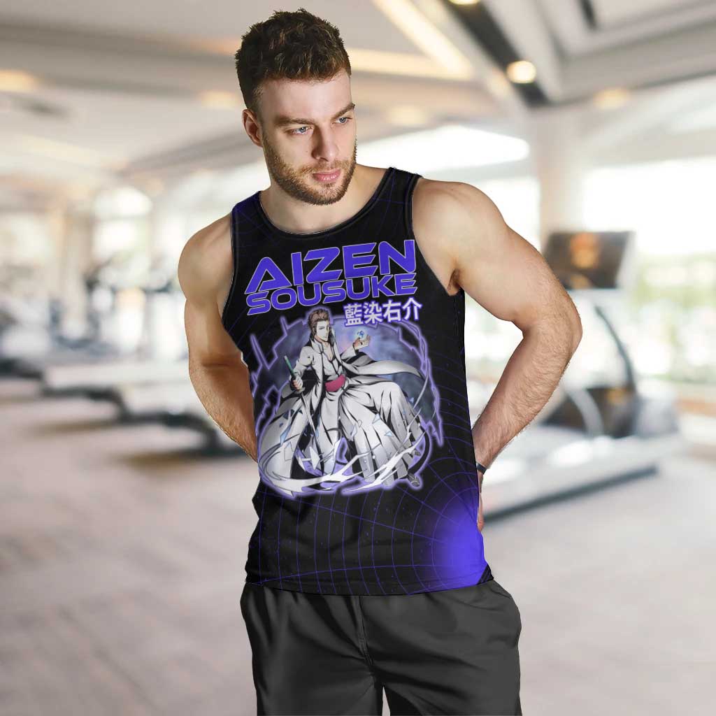 Aizen Sousuke Bleach Men Tank Top Cosmic Anime Energy Grid Style