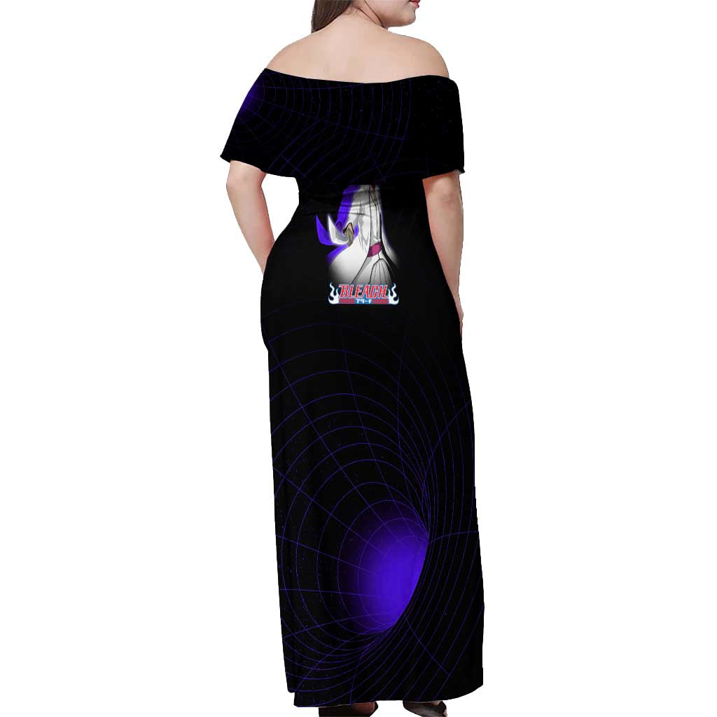 Aizen Sousuke Bleach Off Shoulder Maxi Dress Cosmic Anime Energy Grid Style