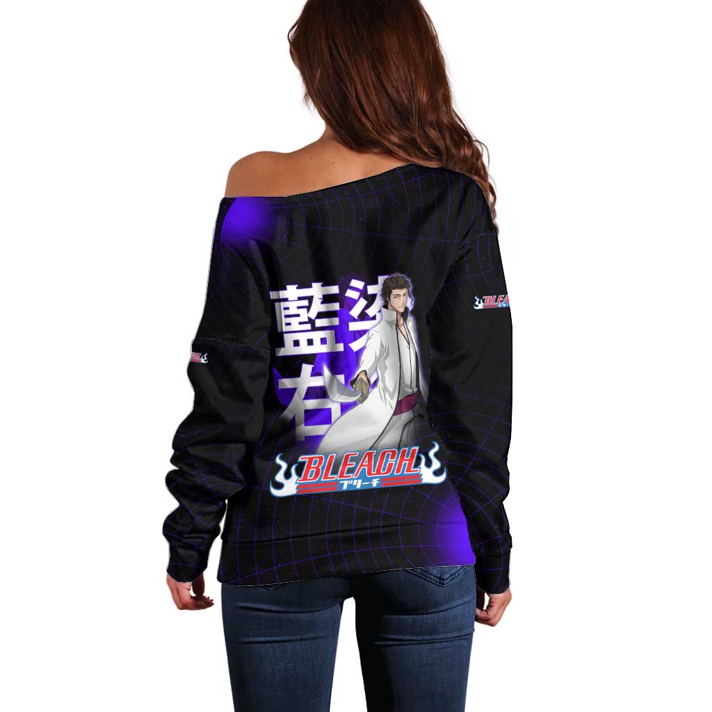 Aizen Sousuke Bleach Off Shoulder Sweater Cosmic Anime Energy Grid Style